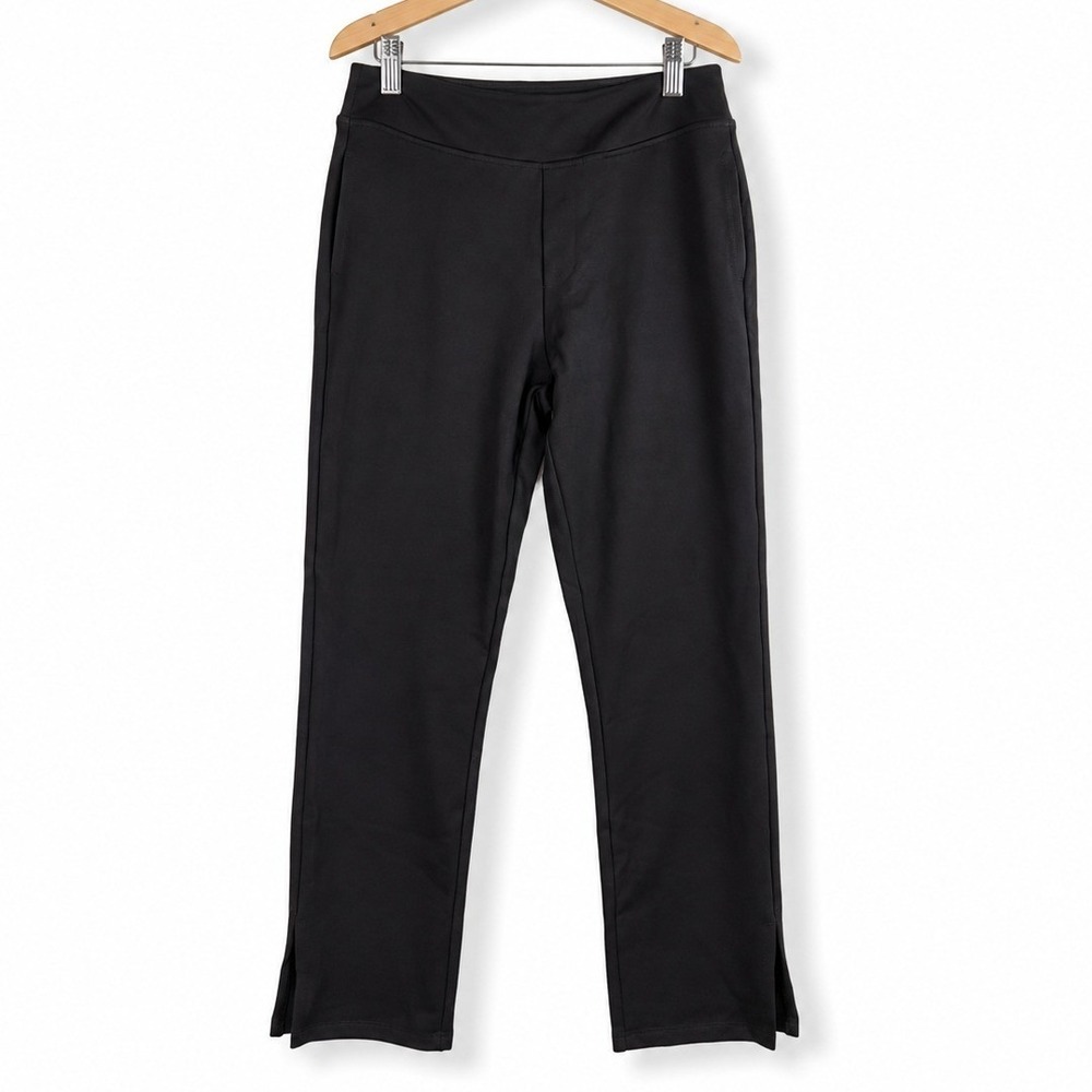 Belle by Kim Gravel Womens 12 Black Ponte Slim Cigarette Pant Slits A714989